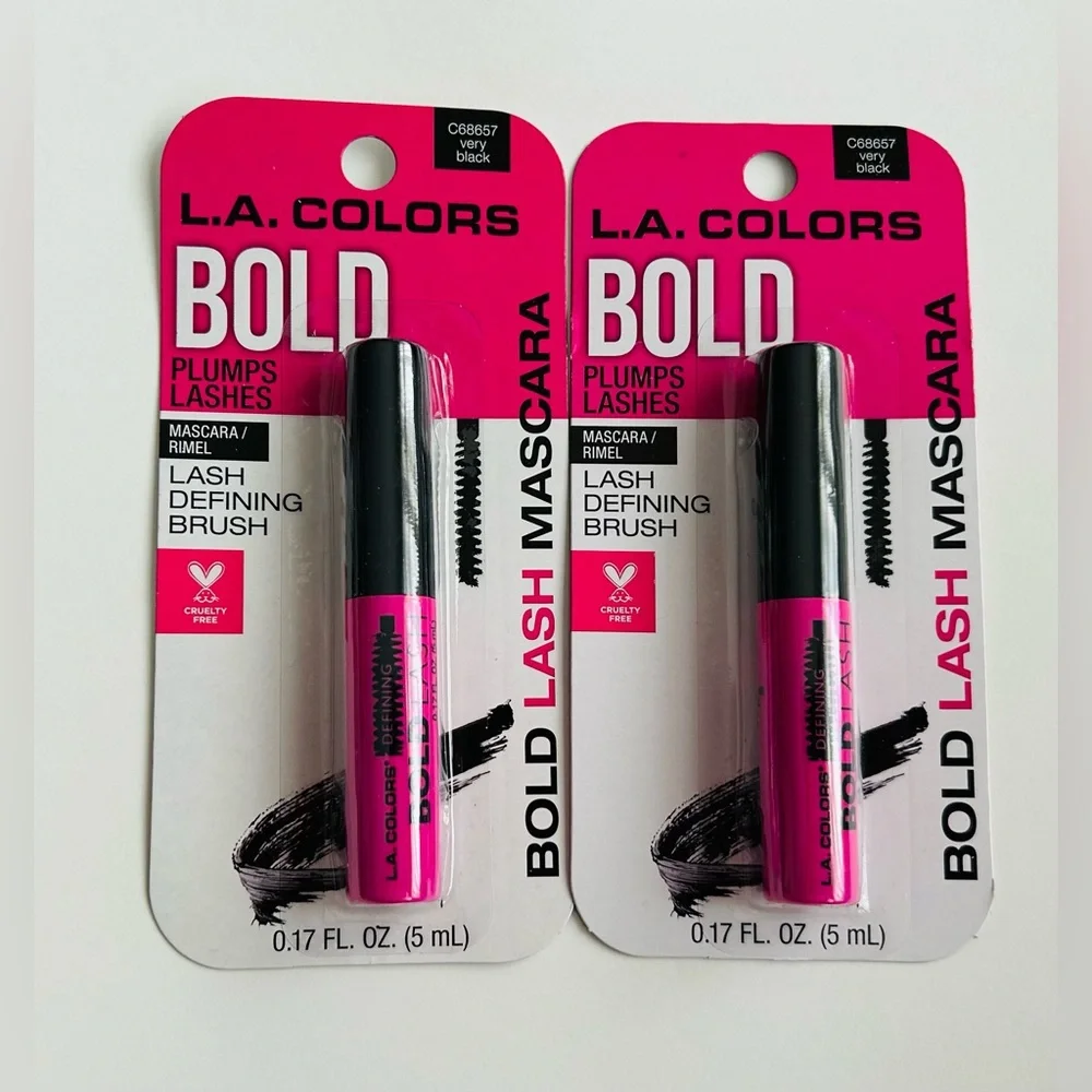 New Two L.A. Colors Mascara Very Black Plumps Lashes 0.17 oz (5 mL) Bold Lash